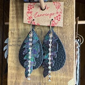 Chic Black and Multicolor Leaf Earrings